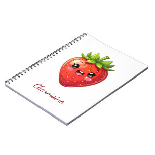 Monogramm süße Erdbeere kawaii Notizblock