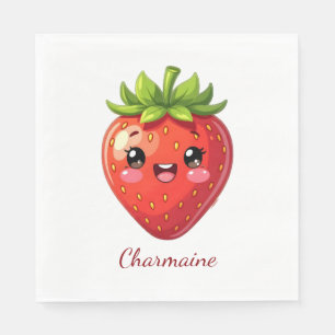 Monogramm süße Erdbeere kawaii Serviette
