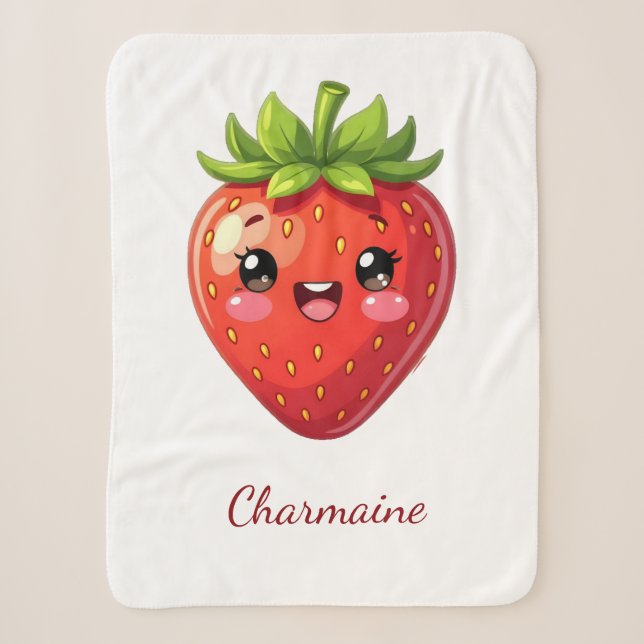 Monogramm süße Erdbeere kawaii Sherpadecke (Vorderseite)