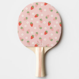 Monogramm süße Rosa und rote Erdbeeren Tischtennis Schläger