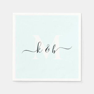Monogramm Swash-Schrift Eisblau Cocktail Serviette