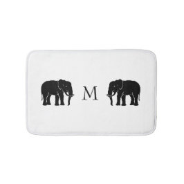 Monogramm-symbolische Schwarzweiss-Elefanten Badematte