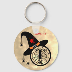 Monogramm T Halloween Himmel Hexe Spinnen Name Schlüsselanhänger
