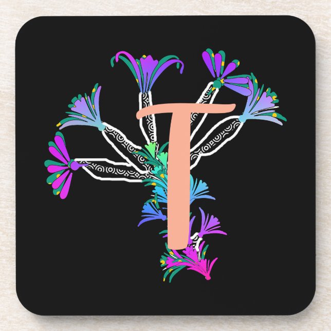 Monogramm T Initial  Getränkuntersetzer Getränkeuntersetzer (Vorderseite)