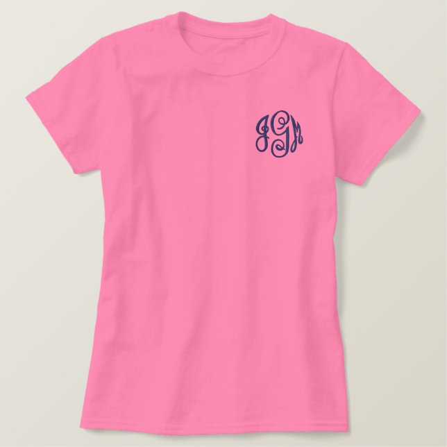 Monogramm-T-Shirt Besticktes T-Shirt (Design vorne)