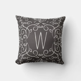Monogramm-Tafel-Schwarzweiss-mit Filigran Kissen