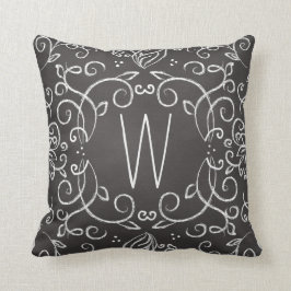Monogramm-Tafel-Schwarzweiss-mit Filigran Kissen