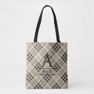Monogramm Tartan Background Tote Bag Tasche
