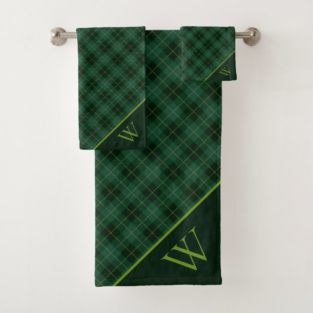 Monogramm Tartan Kariertes Badehandtuch Set (Insitu)