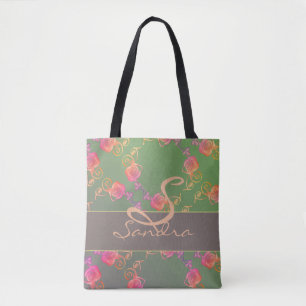 Monogramm-Tasche der romantischen Rose Tasche
