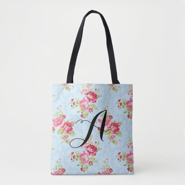 Monogramm-Tasche der Vintagen Rose. Personalisierb Tasche (Vorderseite)