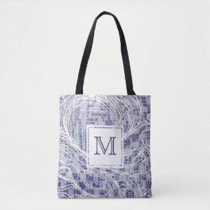 Monogramm-Taschen-Tasche   blauer u. lila Strudel Tasche