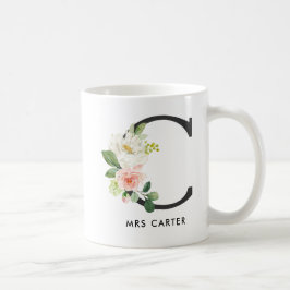 Monogramm-Tasse, Blumenmonogramm C, Kaffeetasse