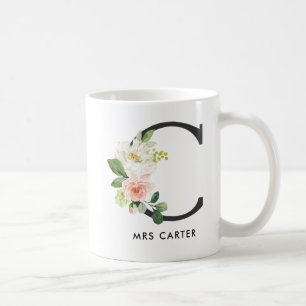 Monogramm-Tasse, Blumenmonogramm C, Kaffeetasse