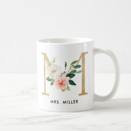 Monogramm-Tasse, Blumenmonogramm M, Kaffeetasse