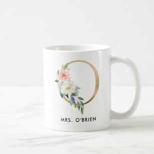 Monogramm-Tasse, Blumenmonogramm O, Kaffeetasse