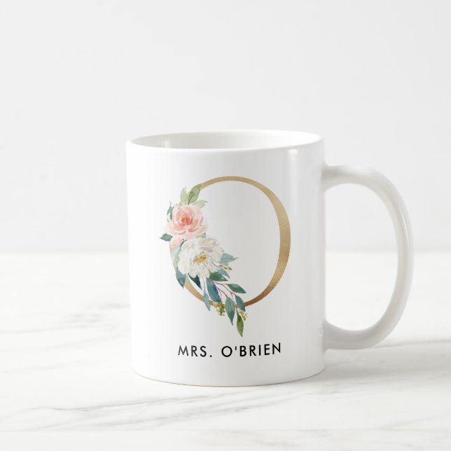 Monogramm-Tasse, Blumenmonogramm O, Kaffeetasse (Rechts)