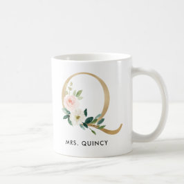 Monogramm-Tasse, Blumenmonogramm Q, Kaffeetasse
