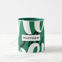 Monogramm Tasse grün Schwarz/Weiß