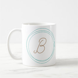 Monogramm-Tasse in Aquamarin/Gold Kaffeetasse