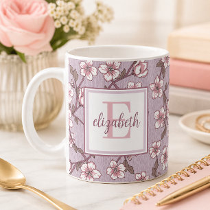 Monogramm-Tasse mit floraler Schrift – Personalisi Kaffeetasse