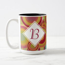 Monogramm-Tasse mit hellen, farbigen Rings & Circl Zweifarbige Tasse
