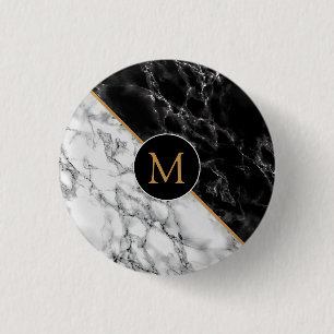Monogramm-Taste mit Schwarz-weißem Marmor Button