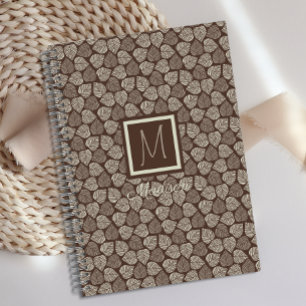 Monogramm Taupebraunes Blatt Planer