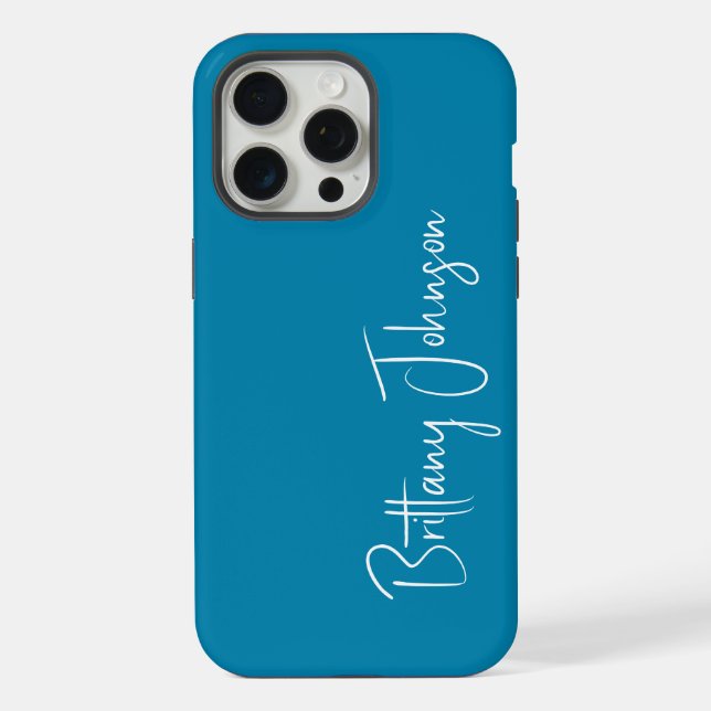Monogramm Teal iPhone 15 Pro Max Hülle (Rückseite)