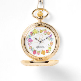 Monogramm Teebeutel und Tassen Armbanduhr