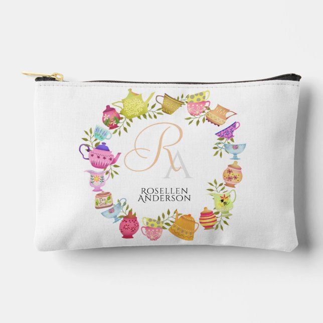 Monogramm Teebeutel und Tassen Zubehörtasche (Vorderseite)