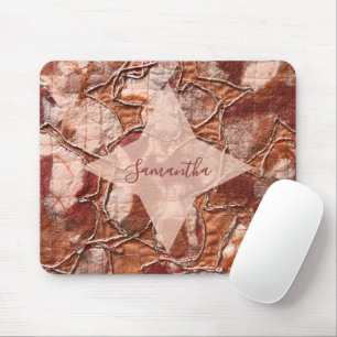 Monogramm Terrakotta Orange Boho Retro Abstract Mousepad
