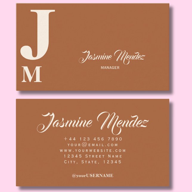 Monogramm Terrakotta-Typografie Visitenkarte (Von Creator hochgeladen)