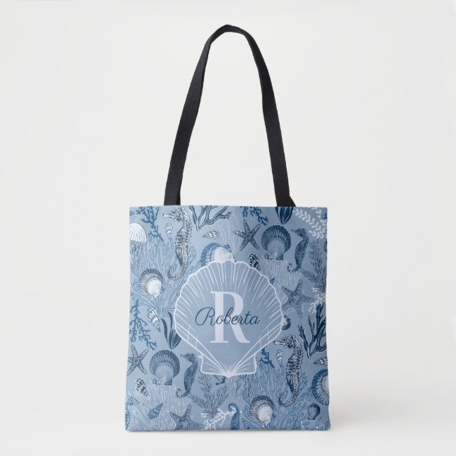 Monogramm-Test für die Lebensküste des Blauen Ozea Tasche (Vorderseite)