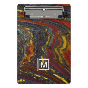 Monogramm   Tiger Iron in Rot, Gelb, Blau Mini Klemmbrett