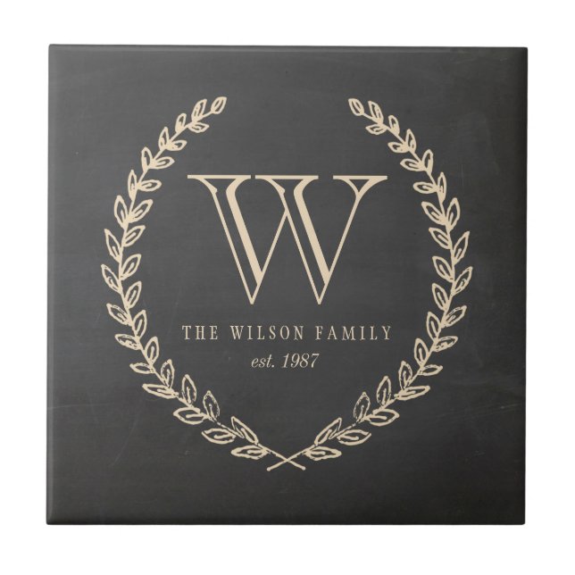 Monogramm-Tile im Chalkboard-Stil Fliese (Vorderseite)