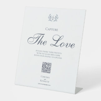 Monogramm Toile Wappen Hochzeit Erfasse die Liebe Sockelschild