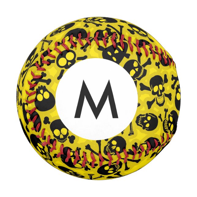 Monogramm Totenkopf-Muster Baseball (Vorderseite Links)