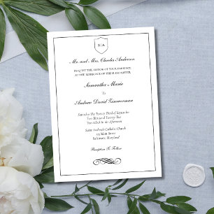 Monogramm Traditionelle Formelle Elegante Hochzeit Einladung