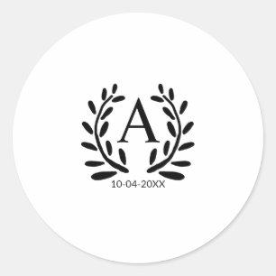 MONOGRAMM TRAUZEUGE HINZUFÜGEN JAHRESDATUM NAME GI RUNDER AUFKLEBER