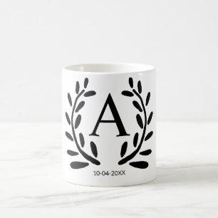 MONOGRAMM-TRAUZEUGEN GESCHENKE MIT JAHR DATUM NAME KAFFEETASSE
