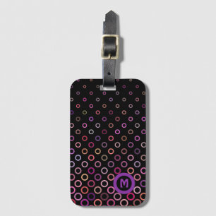 Monogramm Trendfarbige Kreise auf schwarz Gepäckanhänger