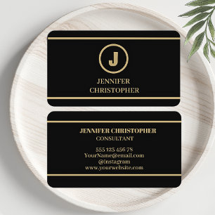 Monogramm Trendy Ästhetisch Elegant Schwarz Gold Visitenkarte