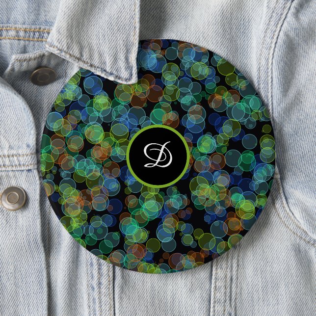 Monogramm trendy Retro-Polka-Punkte Button (Beispiel)
