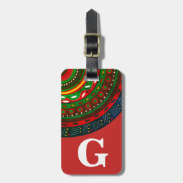 Monogramm, Tribal Inspiriert Muster, rot Gepäckanhänger