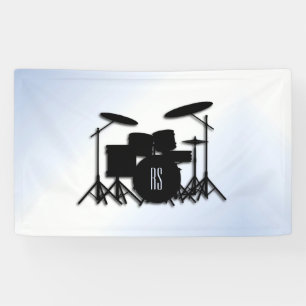 Monogramm-Trommelset Blaue Akzentuierung Banner