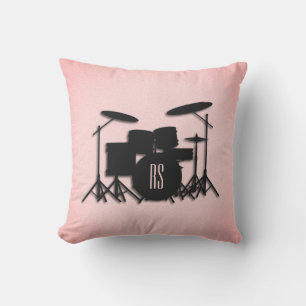 Monogramm Trommelset Musik Design Rosa Kissen