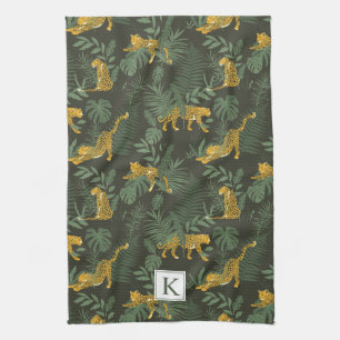 Monogramm Tropenblättriger Jungle Geschirrtuch