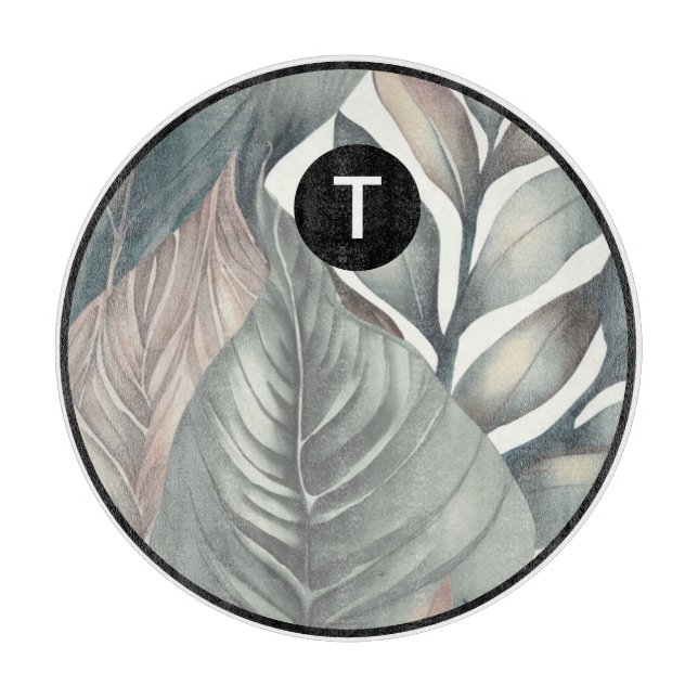 Monogramm Tropenglas-Zuschnitt Schneidebrett (Vorderseite)