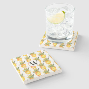 Monogramm Tropische Ananas Steinuntersetzer